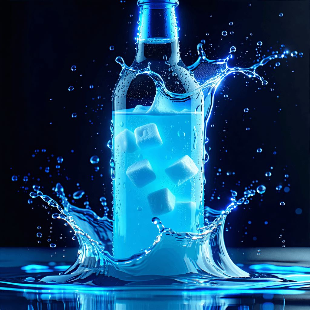 Envision an ultra-cinematic Instagram ad tailored for a premium non-alcoholic beverage that elegantly captures the essence of luxury and refreshment. Imagine the scene starting with a close-up of the beverage bottle, adorned with condensation droplets gracefully sliding down its chilled surface in slow motion, creating a mesmerizing dance of water. The scene transitions to vibrant, artistic splashes of the liquid, captured in mid-air, forming abstract shapes that seem to defy gravity, all illuminated by a soft spotlight that enhances the drama of the moment. Neon light trails and luminous VFX particles swirl around the drink, adding an energetic yet sophisticated atmosphere. The brand logo, glowing in neon, takes center stage amidst this spectacle, with a soft depth-of-field focus that subtly draws the eye, ensuring it remains memorable. The color palette is a rich mix of amber and aqua tones, contrasted against crisp silver, embodying a feeling of refreshing luxury. This visual narrative is brought to life with dynamic camera tracking shots, smooth camera movements, and elegant transition effects, all optimized for Instagram Reels in a 9:16 aspect ratio, ensuring every detail is captured in 4K ultra-detail, with hyper-realistic textures and dramatic lighting that sets a high-energy background atmosphere.
