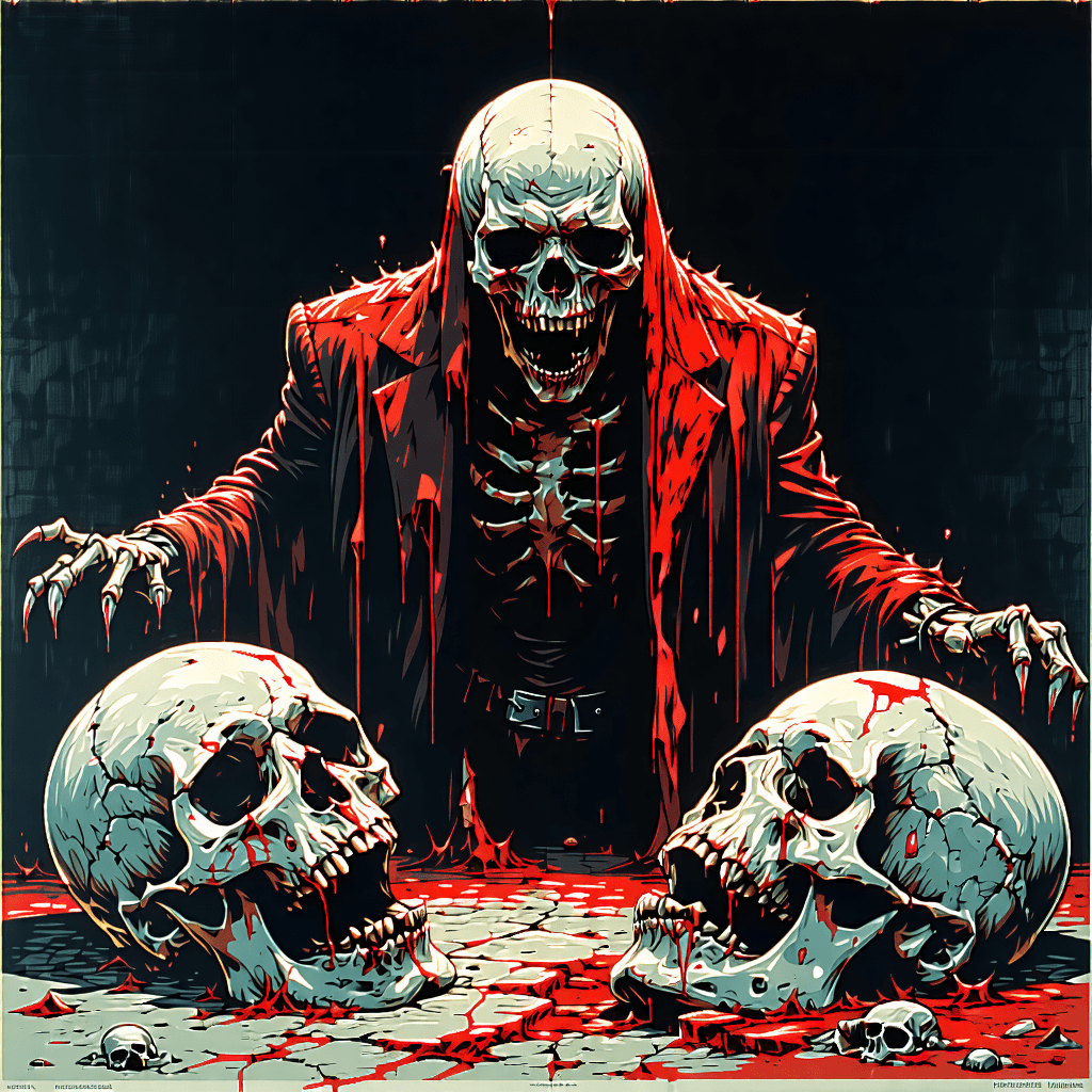 /Users/brian/Desktop/Corpse Poster/Corpse Poster.jpg

Please render this into an epic painting that one would see for an 80's movie