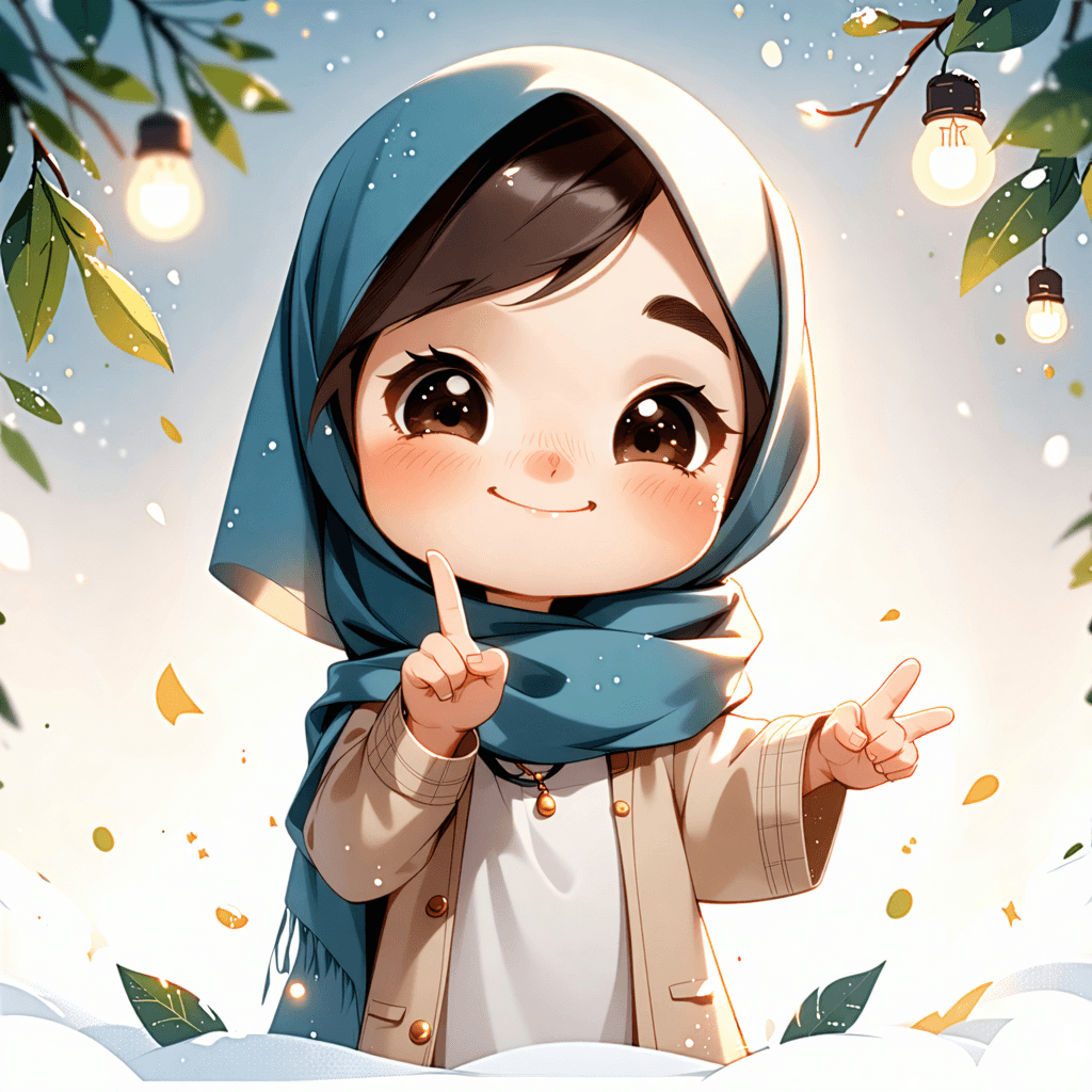 AI Generated Art: "Imagine a character design that captures the serene innocence of childhood. Consider a cartoon character child, their face glowing with contentment, their eyes glimmering with quiet anticipation. They are poised in a calm, reflective pose, one hand gently near their mouth, two fingers tracing a smile in the air - a poignant representation of 'happy' in Arabic sign language. Their attire is casual but rich in pastel hues, harmonizing wonderfully with the soft and soothing color scheme that envelops them. The